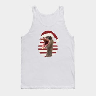 Cheerful Festive Ostrich With Santa Hat Tank Top